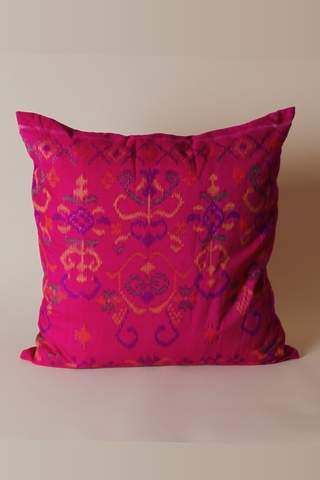 Silk Endek Handwoven Pillow Cover | Fuchsia Ikat