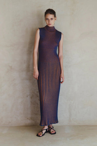 Golfo Maxi Dress, Electric Blue & Orange