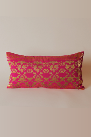 Royal Songket Handwoven Pillow Cover | Lime & Rose