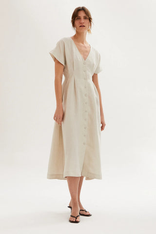 Lourdes Linen Dress, Ivory