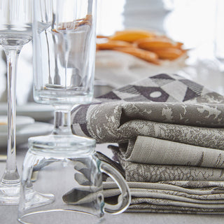 Foret Enchantee Cotton Napkin, Set of Four; Grey