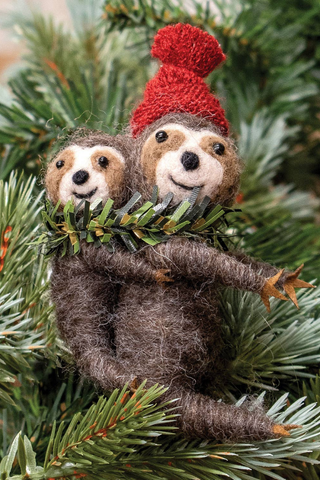 Felted Sloth Ornament