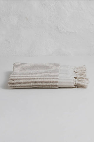 Striped Terry Hand Towel | Taupe