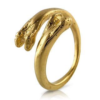 14k gold raccoon pecker ring on white background