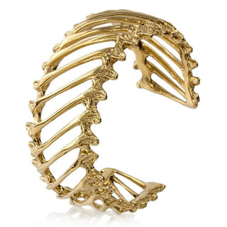 14k gold rattlesnake rib multi cuff quarter view